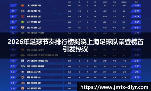 Vsport 体育2026年足球节奏排行榜揭晓上海足球队荣登榜首引发热议